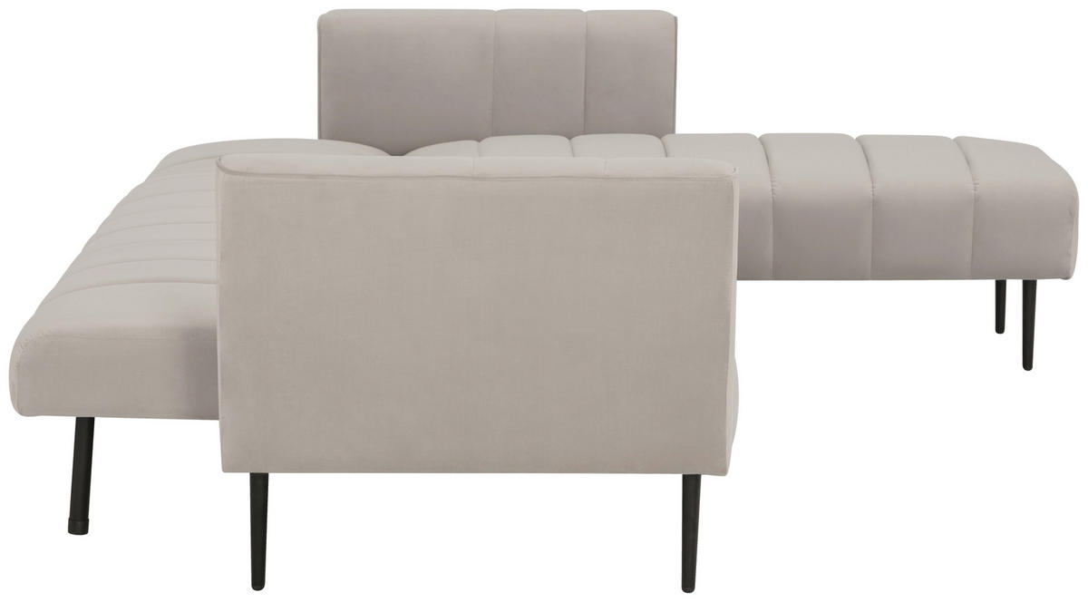 ECKSOFA Creme Samt  - Creme/Schwarz, MODERN, Textil/Metall (253/87/169cm) - P & B
