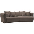 ECKSOFA in Chenille Taupe  - Taupe/Schwarz, MODERN, Kunststoff/Textil (315/180cm) - Hom`in