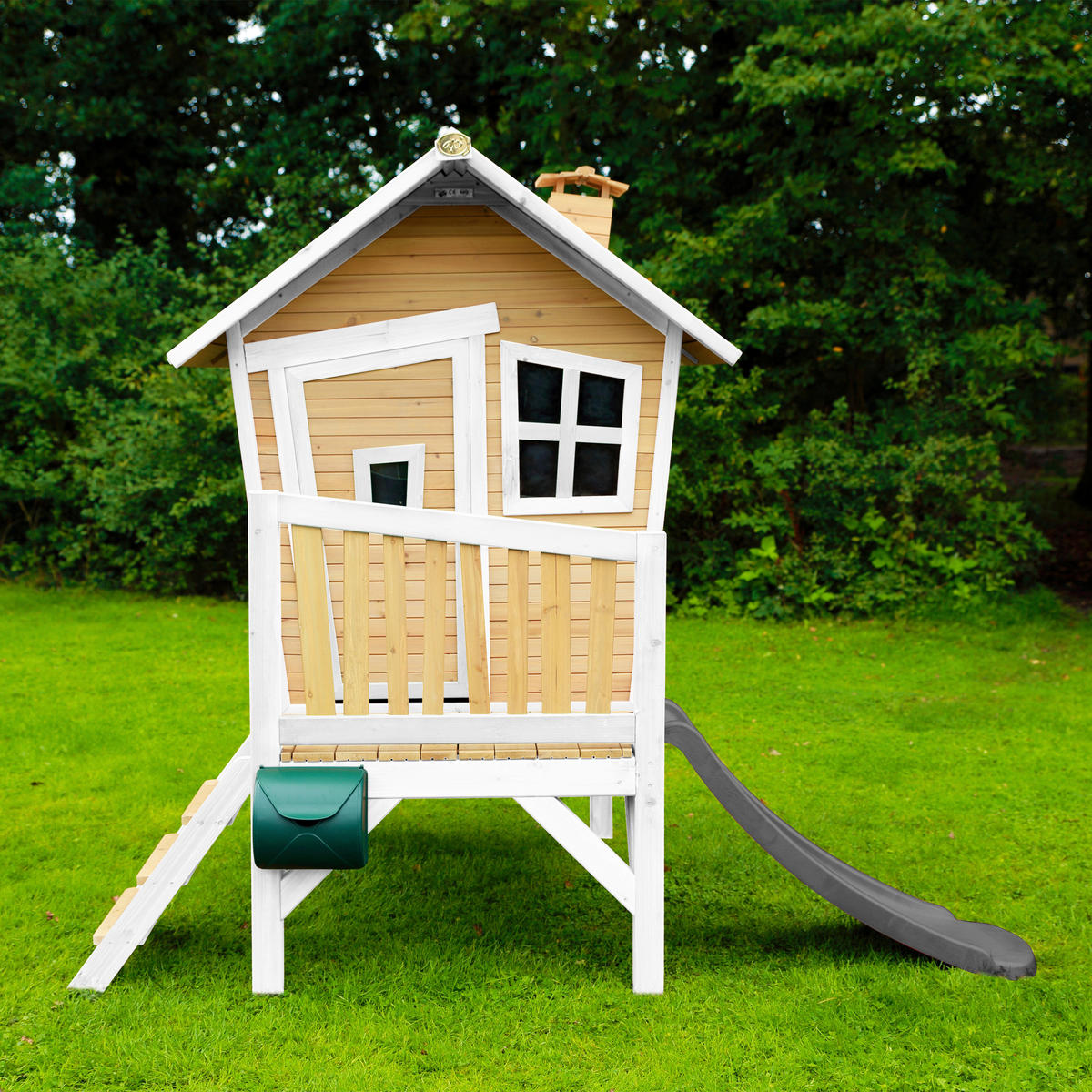 SPIELHAUS 264/203/177 cm  - Braun/Weiß, KONVENTIONELL, Holz/Kunststoff (264/203/177cm) - Ambia Garden