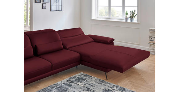 ECKSOFA in Echtleder Weinrot  - Weinrot/Schwarz, Design, Leder/Metall (328/193cm) - Dieter Knoll