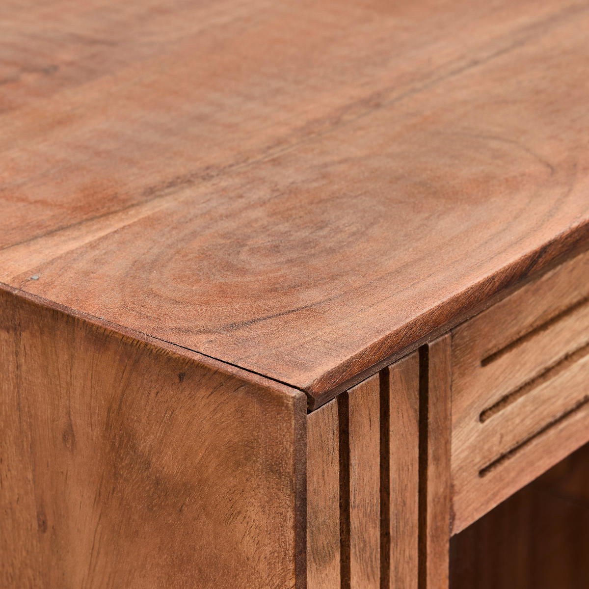 VITRINE Doha in furniert, massiv Akazie Naturfarben  - Transparent/Schwarz, KONVENTIONELL, Glas/Holz (55/200/42cm) - Livetastic