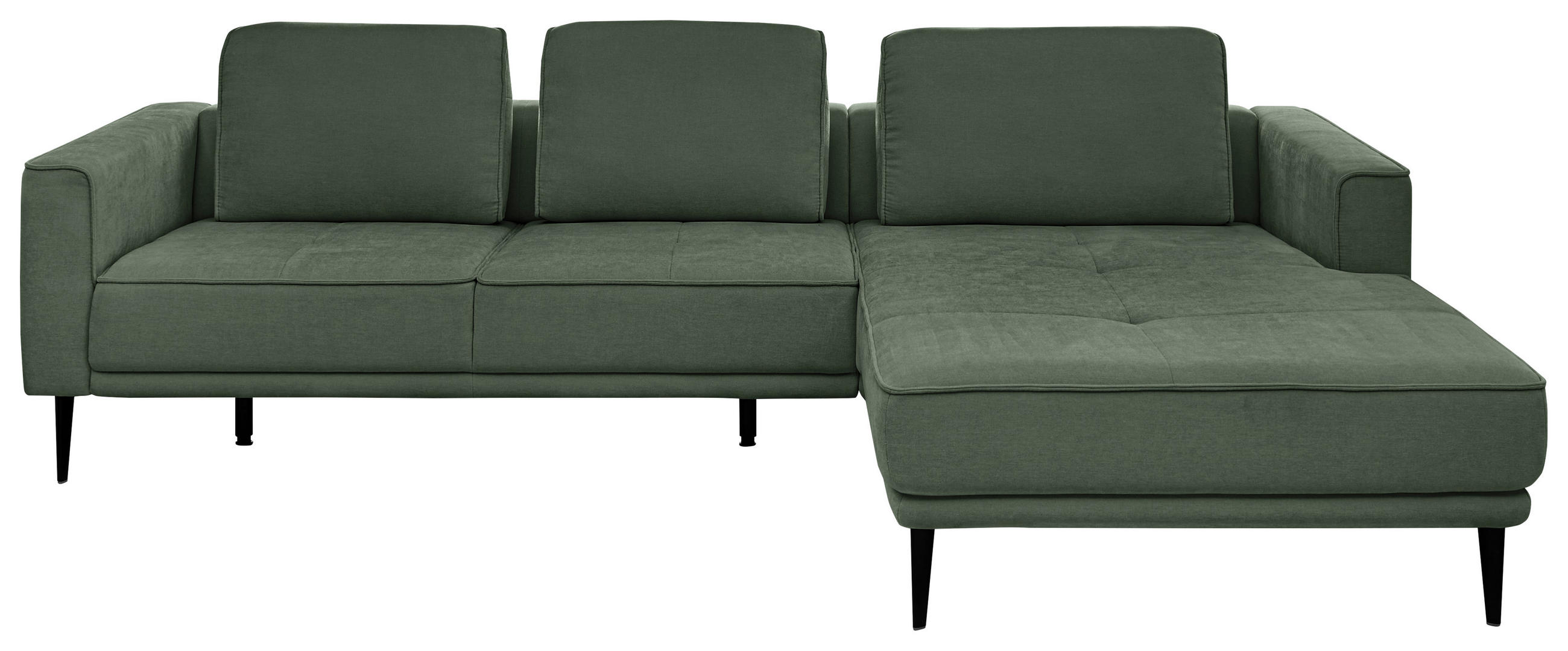 ECKSOFA Dunkelgrün Flachgewebe  - Dunkelgrün/Schwarz, KONVENTIONELL, Textil/Metall (279/193cm) - SetOne by Musterring