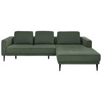 ECKSOFA Dunkelgrün Flachgewebe  - Dunkelgrün/Schwarz, KONVENTIONELL, Textil/Metall (279/193cm) - SetOne by Musterring