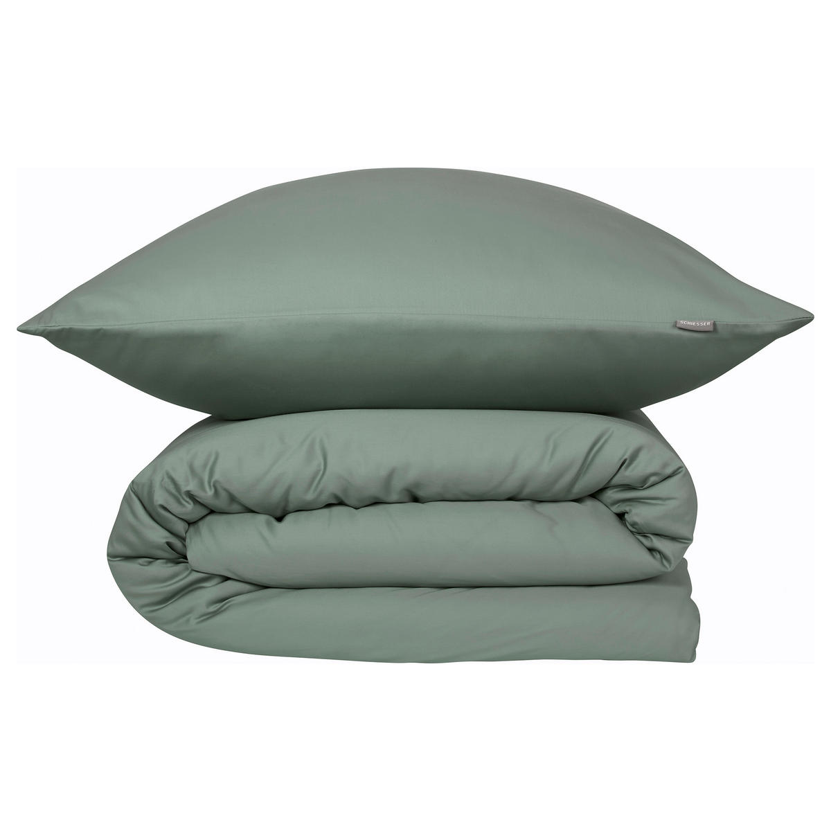 BETTWÄSCHE 2-teilig ELLA Satin 135/200 cm  - Dunkelgrün, Basics, Textil (135/200cm)