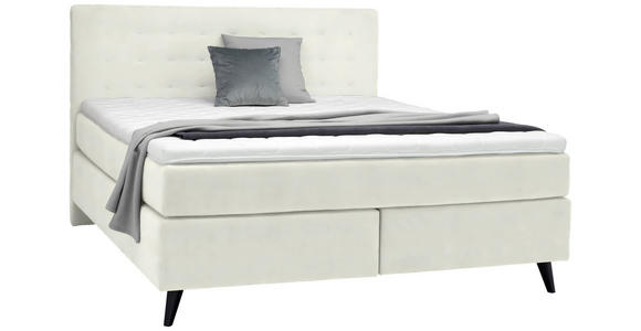 BOXSPRINGBETT 180/200 cm in Weiß - Schwarz/Weiß, KONVENTIONELL, Holz/Textil (180/200cm) - Voleo