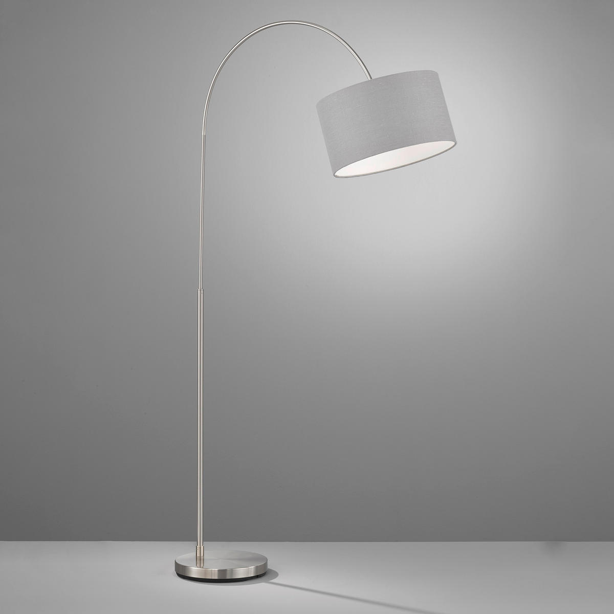BÖJD LAMPA Arc  90/170 cm   - grå/nickelfärgad, Basics, metall/textil (90/170cm)
