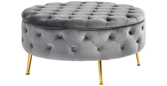 HOCKER Samt Grau, Goldfarben  - Goldfarben/Grau, Trend, Textil/Metall (90/44/90cm) - Xora