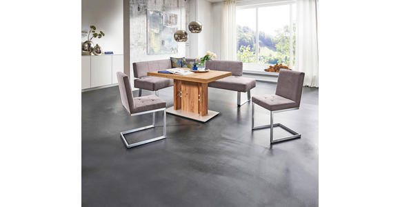 ECKBANK 227/165 cm in Edelstahlfarben, Dunkelbraun - Edelstahlfarben/Dunkelbraun, Design, Textil/Metall (227/165cm) - Moderano