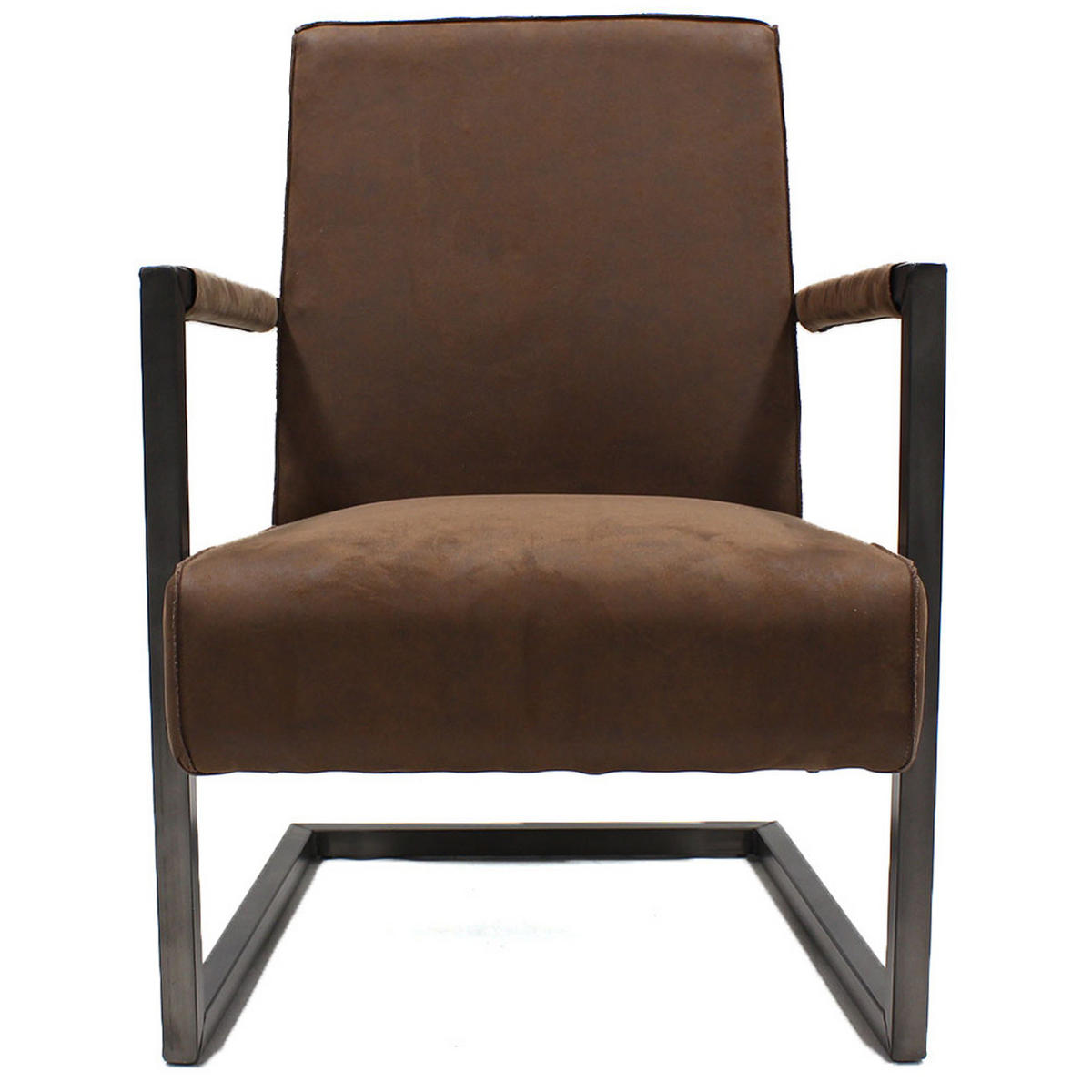 SESSEL in Lederlook, Mikrofaser Braun  - Schwarz/Braun, LIFESTYLE, Textil/Metall (62/84/70cm) - MID.YOU
