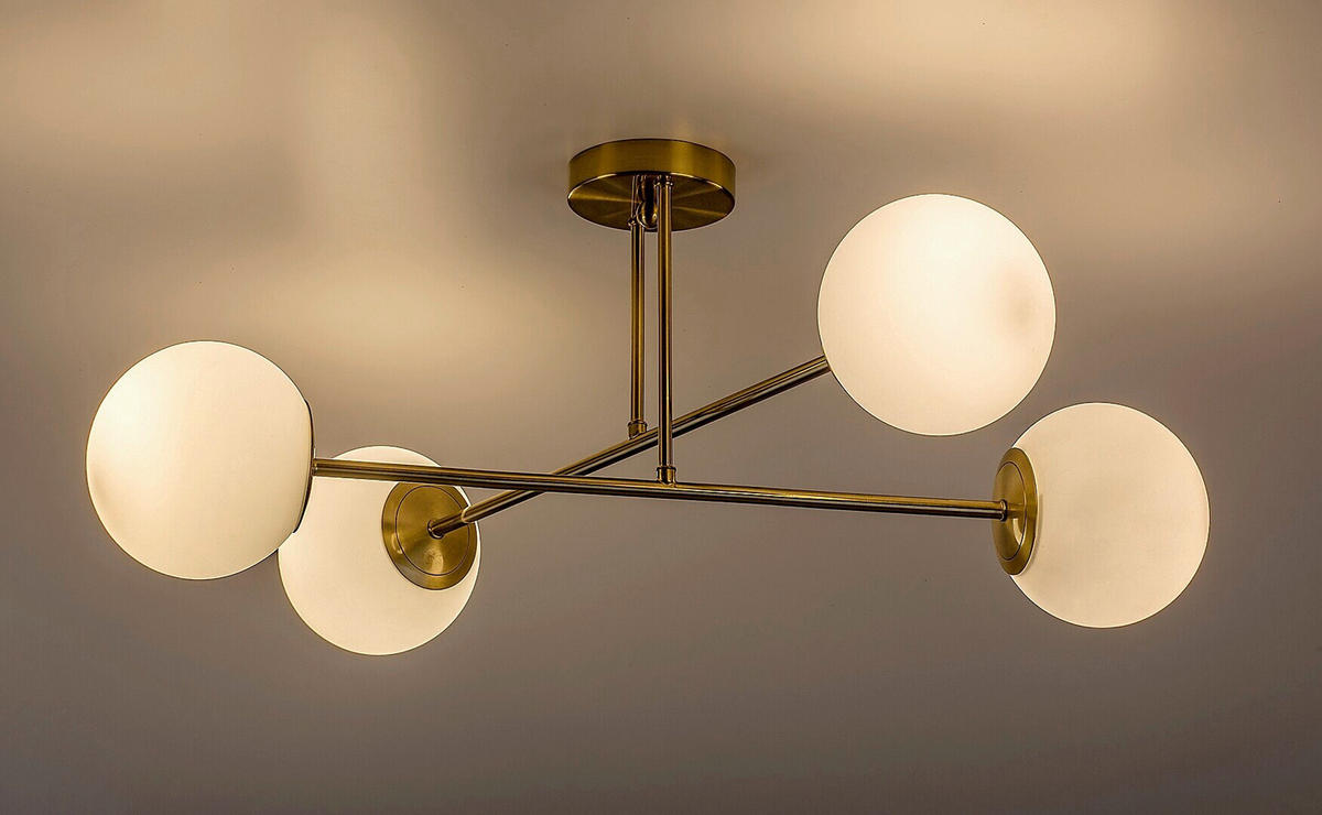 LUSTER       - bela/zlatna, Osnovno, staklo/metal (77/30cm)