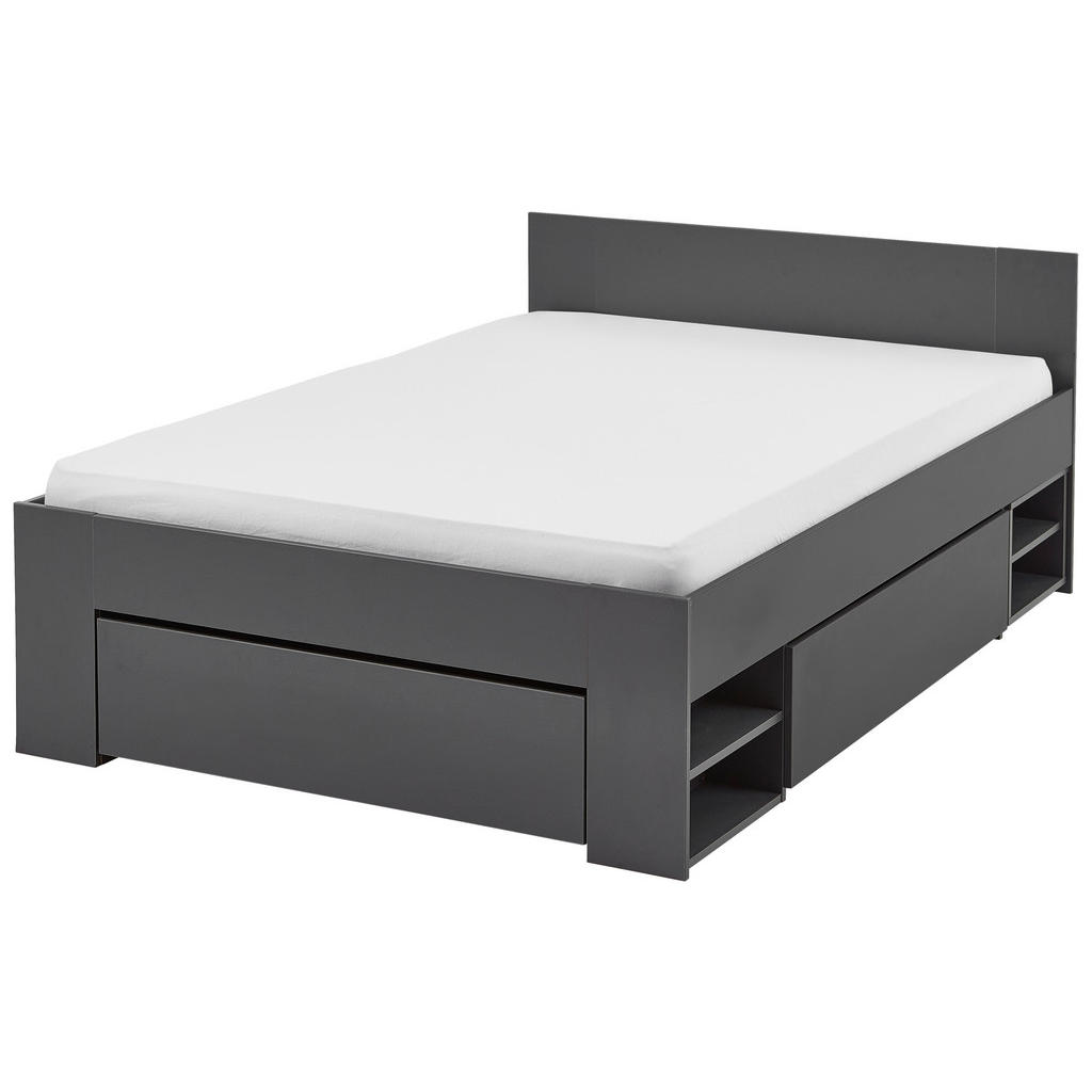 Stauraumbett Mit 3 Bettladen 140x200cm Azurro Anthrazit