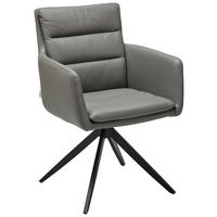 ŽIDLE S PODRUČKAMI, ocel, tmavě šedá - černá/tmavě šedá, Design, kov/kůže (60/88/62.5cm) - Livetastic