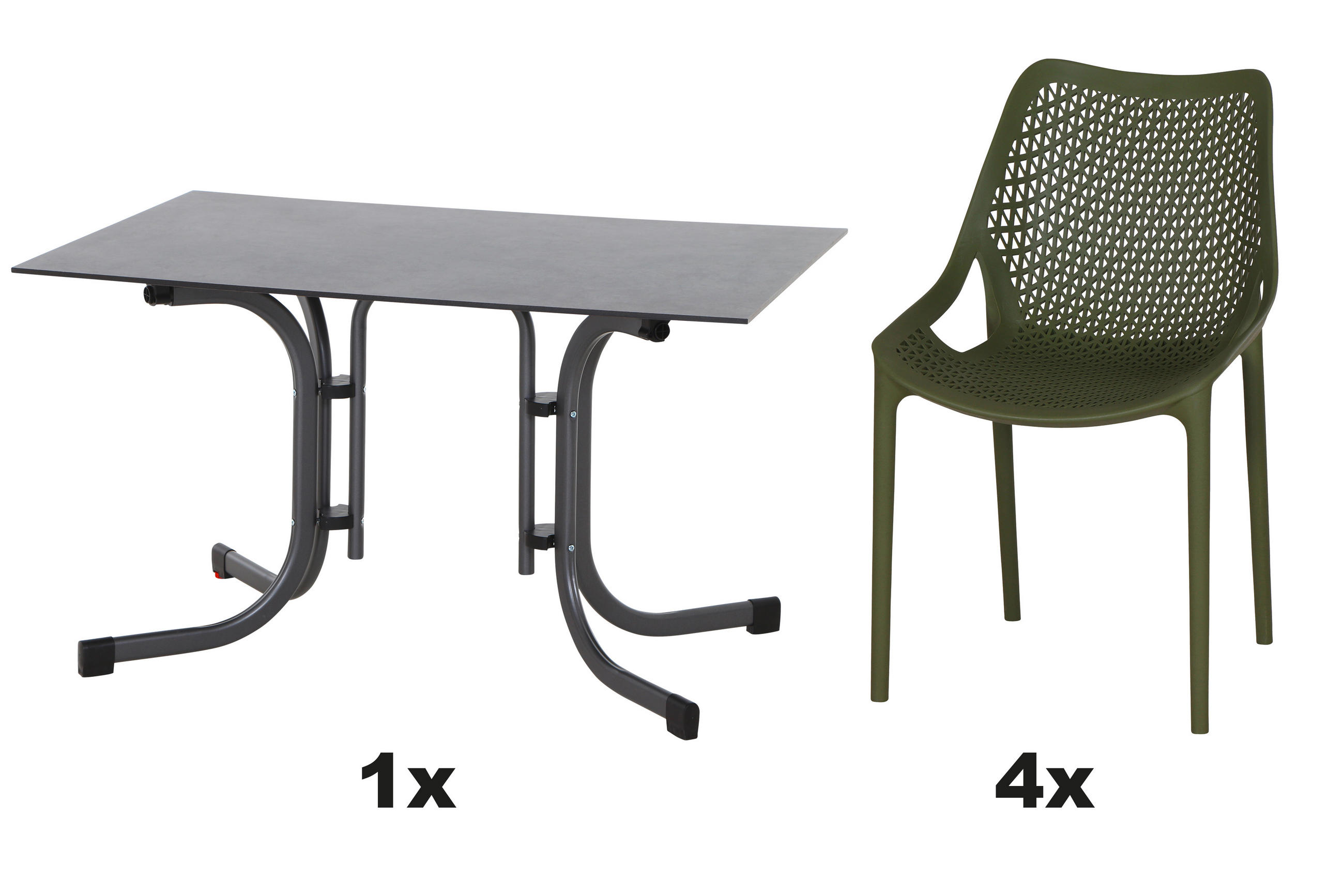 GARTENGARNITUR 5-teilig Stahl  - Anthrazit/Grün, Basics, Kunststoff/Metall (80/81/120cm) - Siena Garden