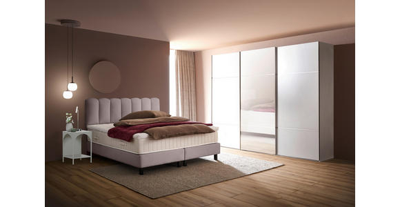 BOXSPRINGBETT 180/200 cm,  in Hellbraun, Topper, Matratzen, H3 = fest  - Hellbraun/Schwarz, Design, Holzwerkstoff/Textil (180/200cm) - Esposa
