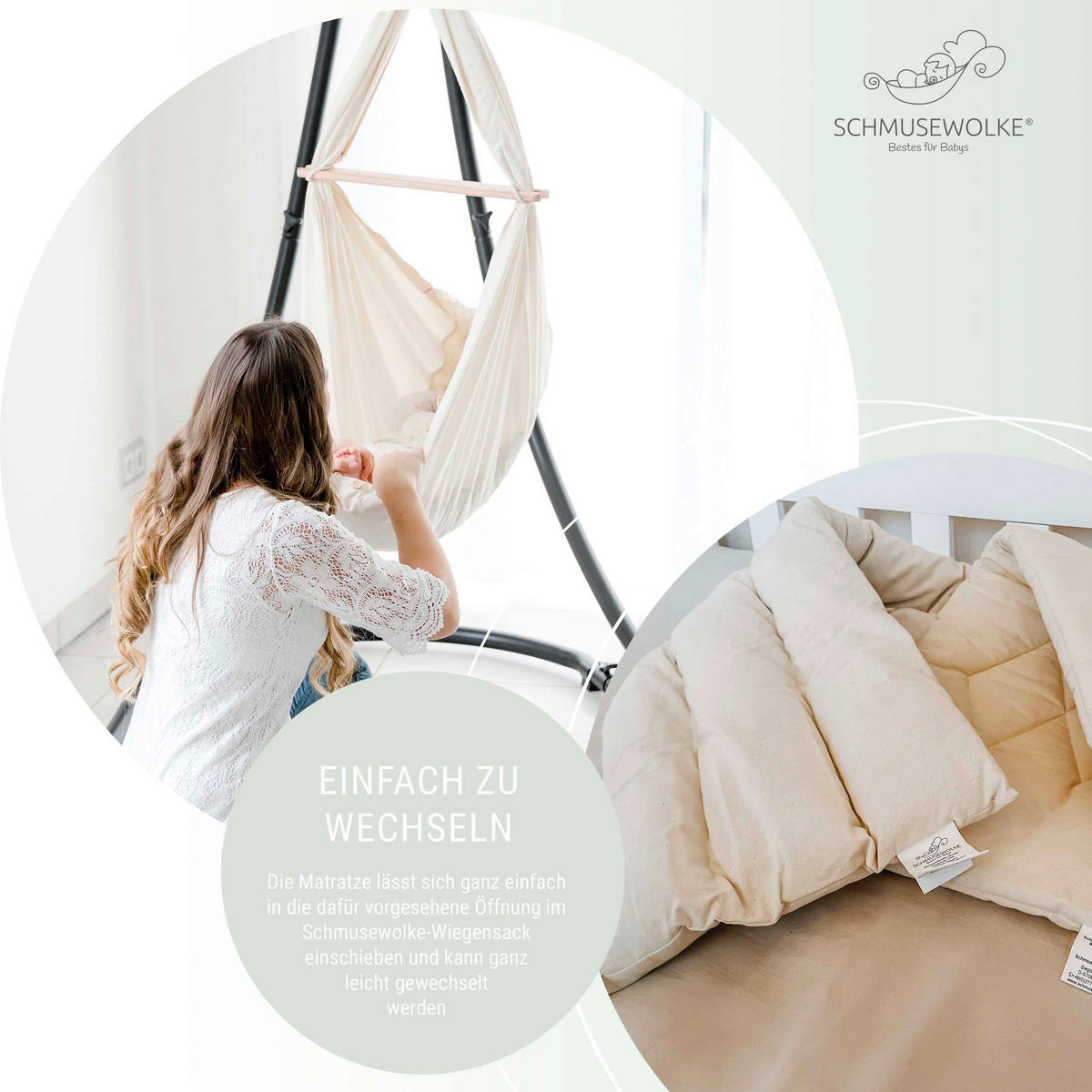 FEDERWIEGE Set inkl. Tipi-Gestell und Motor  Anthrazit, Grau  - Anthrazit/Grau, Basics, Kunststoff/Textil (135/194/135cm) - SCHMUSEWOLKE