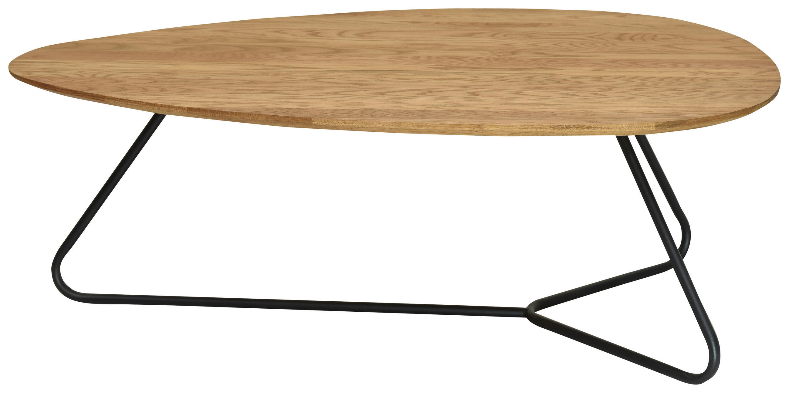 COUCHTISCH Wildeiche massiv 110/75/40 cm oval Schwarz, Wildeiche  - Wildeiche/Schwarz, Trend, Holz/Metall (110/75/40cm) - Boxxx