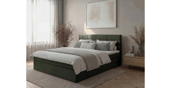 BOXBETT 160/200 cm  in Dunkelgrün  - Dunkelgrün/Schwarz, KONVENTIONELL, Holz/Kunststoff (160/200cm) - Carryhome
