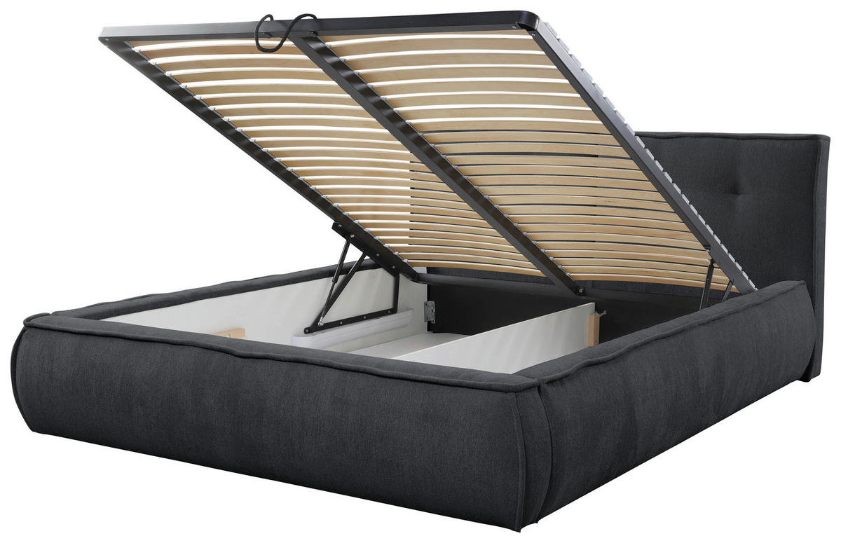 POLSTERBETT Lattenrost Anthrazit 160/200 cm  - Beige/Anthrazit, LIFESTYLE, Holz/Holzwerkstoff (160/200cm) - Livetastic