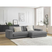 ECKSOFA  LEONARD Dunkelgrau Cord  - Dunkelgrau/Schwarz, MODERN, Kunststoff/Textil (274/159cm)