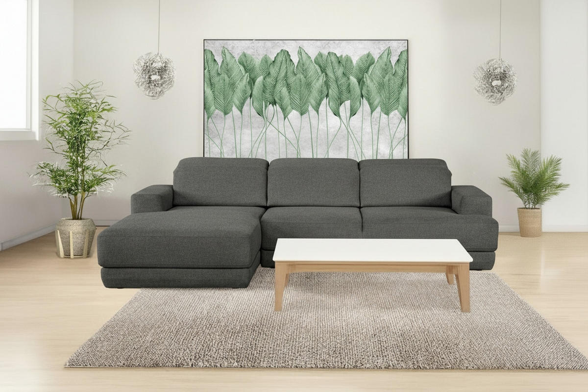 ECKSOFA  in Webstoff Dunkelgrau  204/293 cm  - Dunkelgrau/Schwarz, Design, Kunststoff/Textil (204/293cm) - MID.YOU