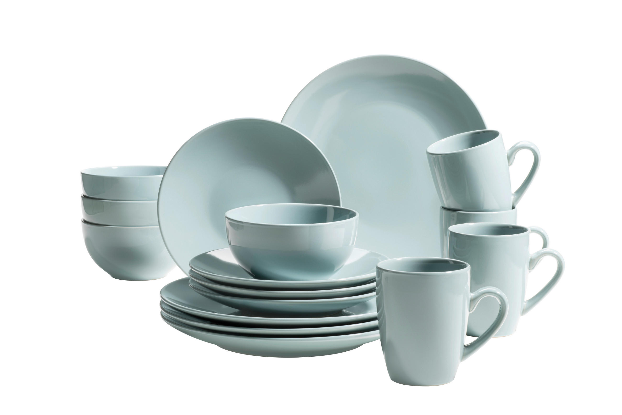 KOMBISERVICE Pastell Selection 16-teilig  - Mintgrün, Basics, Keramik (31,3/32,5/31,5cm) - Mäser
