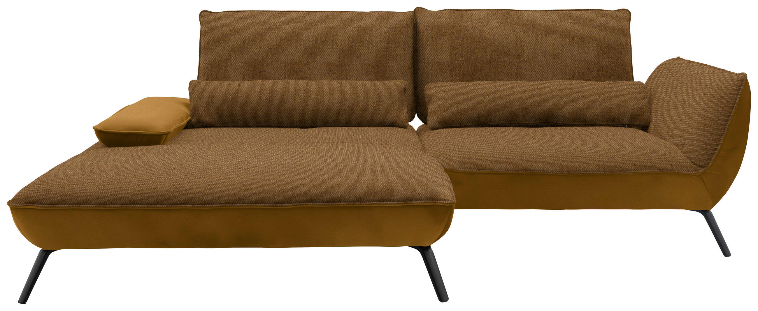 ECKSOFA in Flachgewebe Goldfarben  191/273 cm  - Goldfarben/Schwarz, Design, Textil/Metall (191/273cm) - Moderano