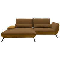 ECKSOFA in Flachgewebe Goldfarben  191/273 cm  - Goldfarben/Schwarz, Design, Textil/Metall (191/273cm) - Moderano