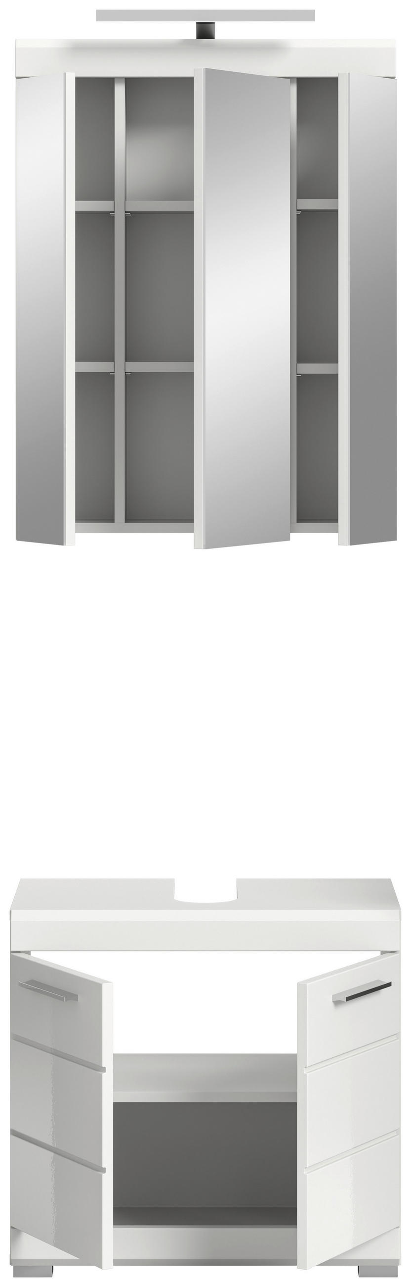 BADEZIMMER 2-teilig  in 60 cm  - Weiss Hochglanz/Weiss, Modern, Glas/Holzwerkstoff (60cm) - MID.YOU