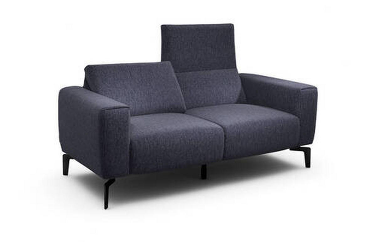2-SITZER-SOFA in Chenille Blau  - Blau/Schwarz, Design, Textil/Metall (180/86/86-94cm) - SENSOO