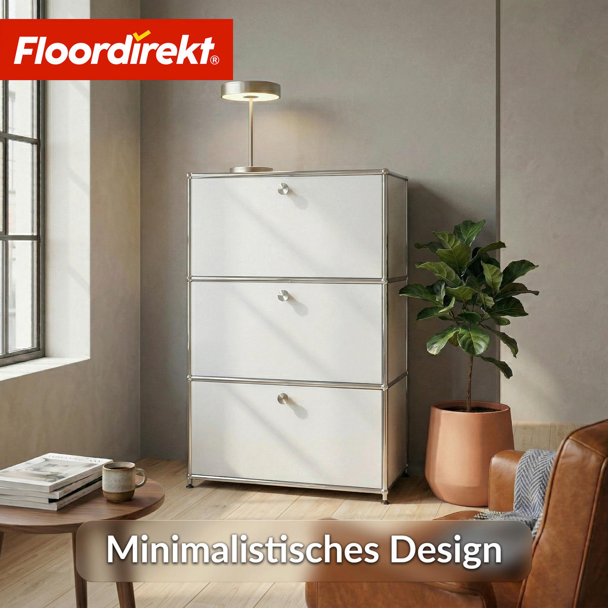 STANDREGAL Weiß  - Weiß, Basics, Metall (75/120/40cm) - Floordirekt