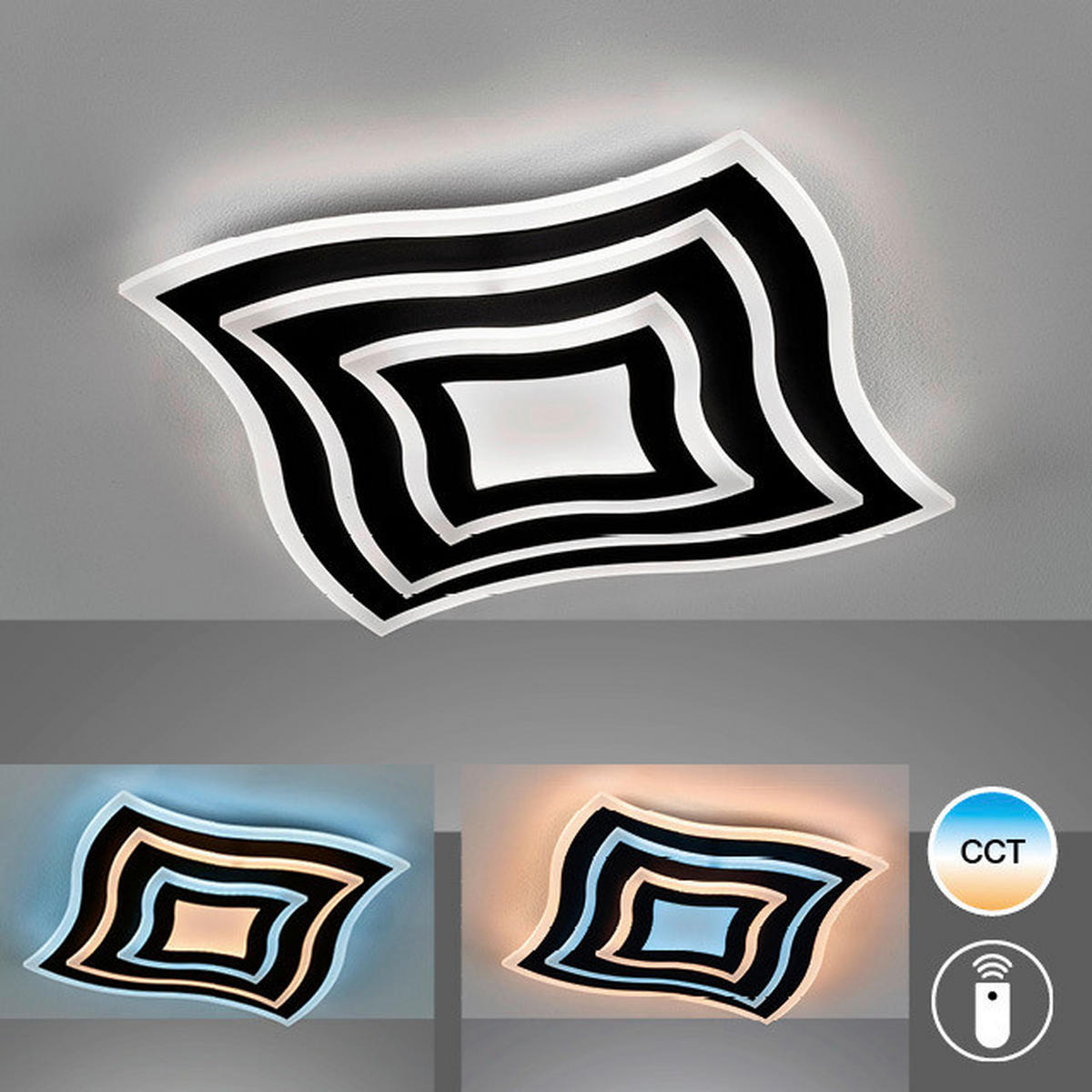 LED-TAKLAMPA Gorden 43/43/5 cm  - svart, Design, metall (43/43/5cm) - Fischer & Honsel