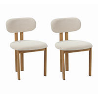 STUHL-SET 2 Stück  in Stahl Bouclé  - Elfenbein/Eichefarben, MODERN, Textil/Metall (50/80/52cm) - Livetastic