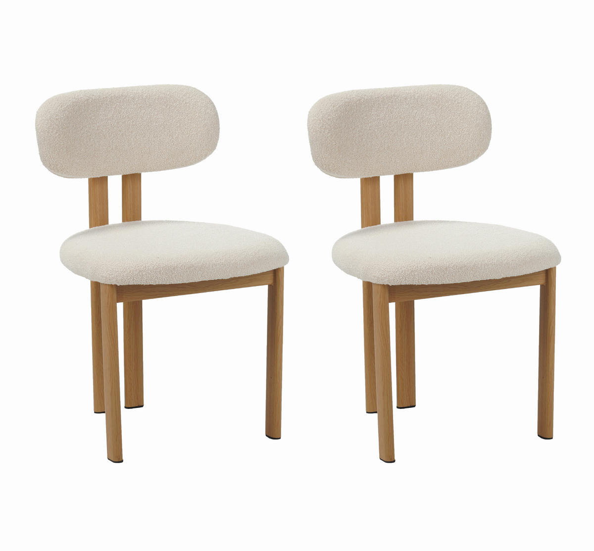 STUHL-SET 2 Stück  in Stahl Bouclé  - Elfenbein/Eichefarben, MODERN, Textil/Metall (50/80/52cm) - Livetastic