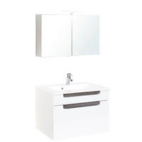 BADEZIMMER  in 80 cm  - Weiß/Silbereichenfarben, MODERN, Holzwerkstoff/Stein (80cm) - Held