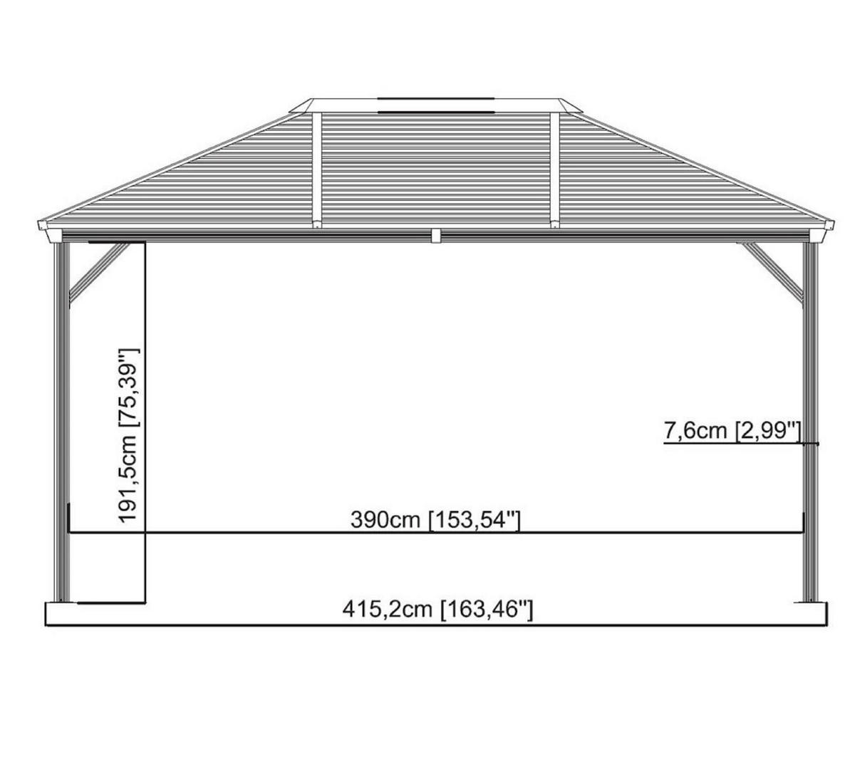 PAVILLON 296/261/423 cm Aluminium  - Anthrazit, Basics, Metall (296/261/423cm)