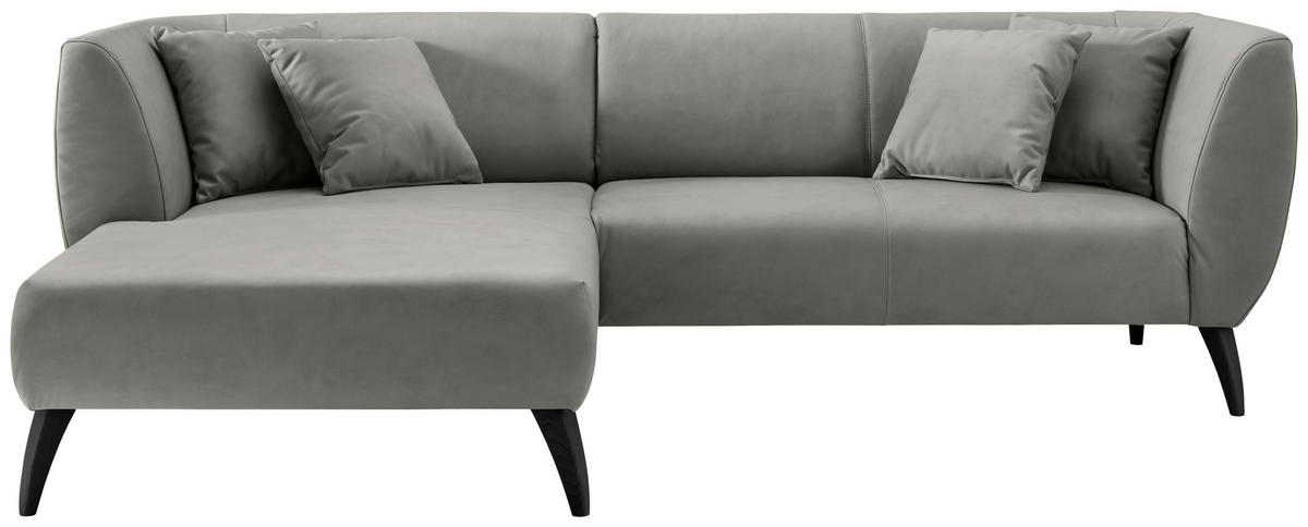 ECKSOFA Grau Lederlook  - Schwarz/Grau, MODERN, Holz/Textil (160/264cm) - Livetastic