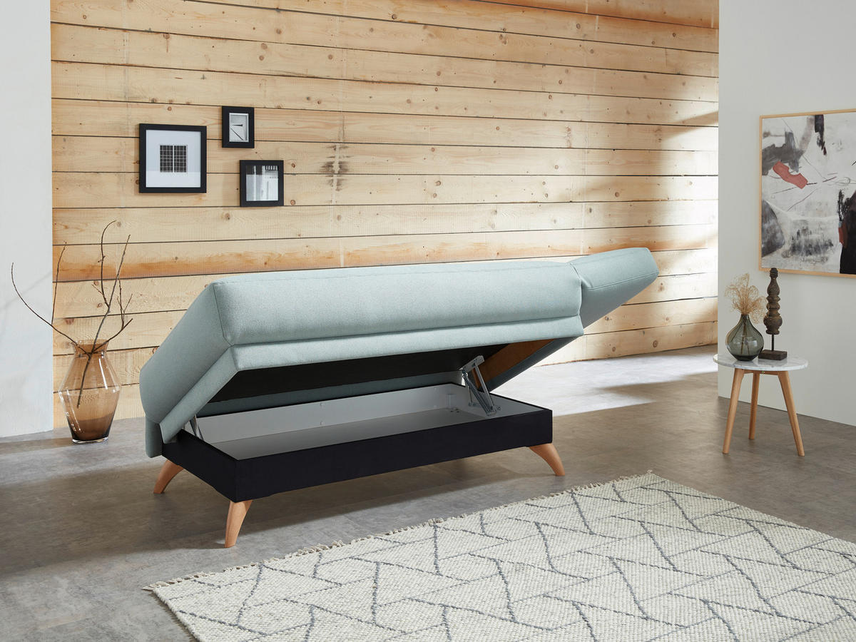 RÉCAMIERE in Flachgewebe Currygelb  - Currygelb/Eichefarben, Modern, Holz/Textil (205/74-87/94cm) - Bali