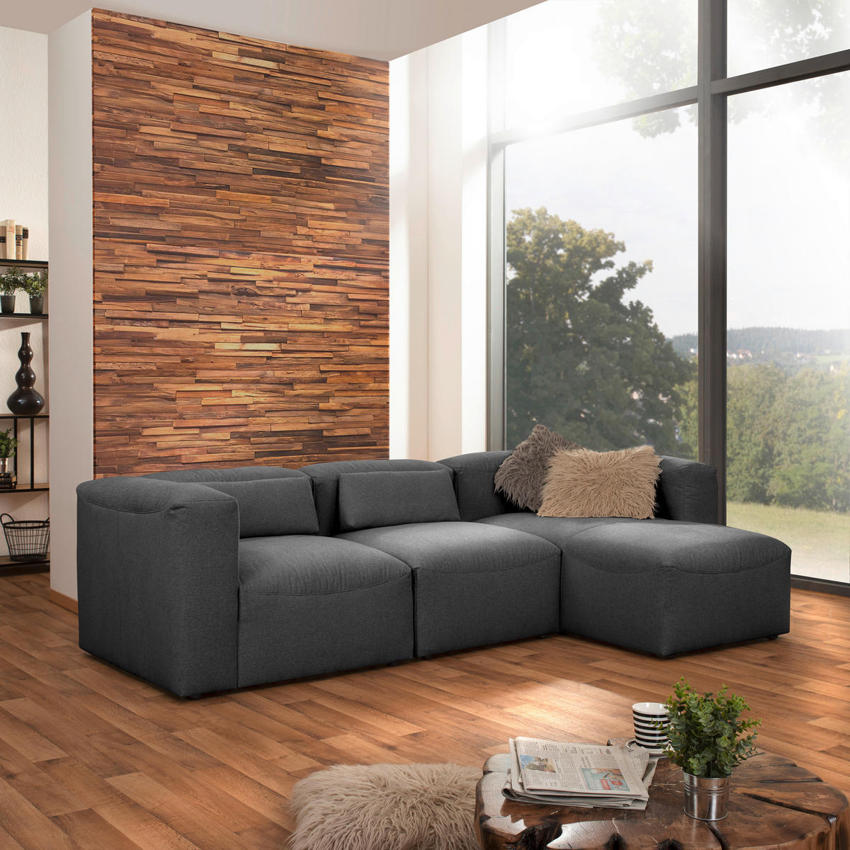 ECKELEMENT Flachgewebe  - Anthrazit, Design, Kunststoff/Textil (100/73/100cm) - Max Winzer