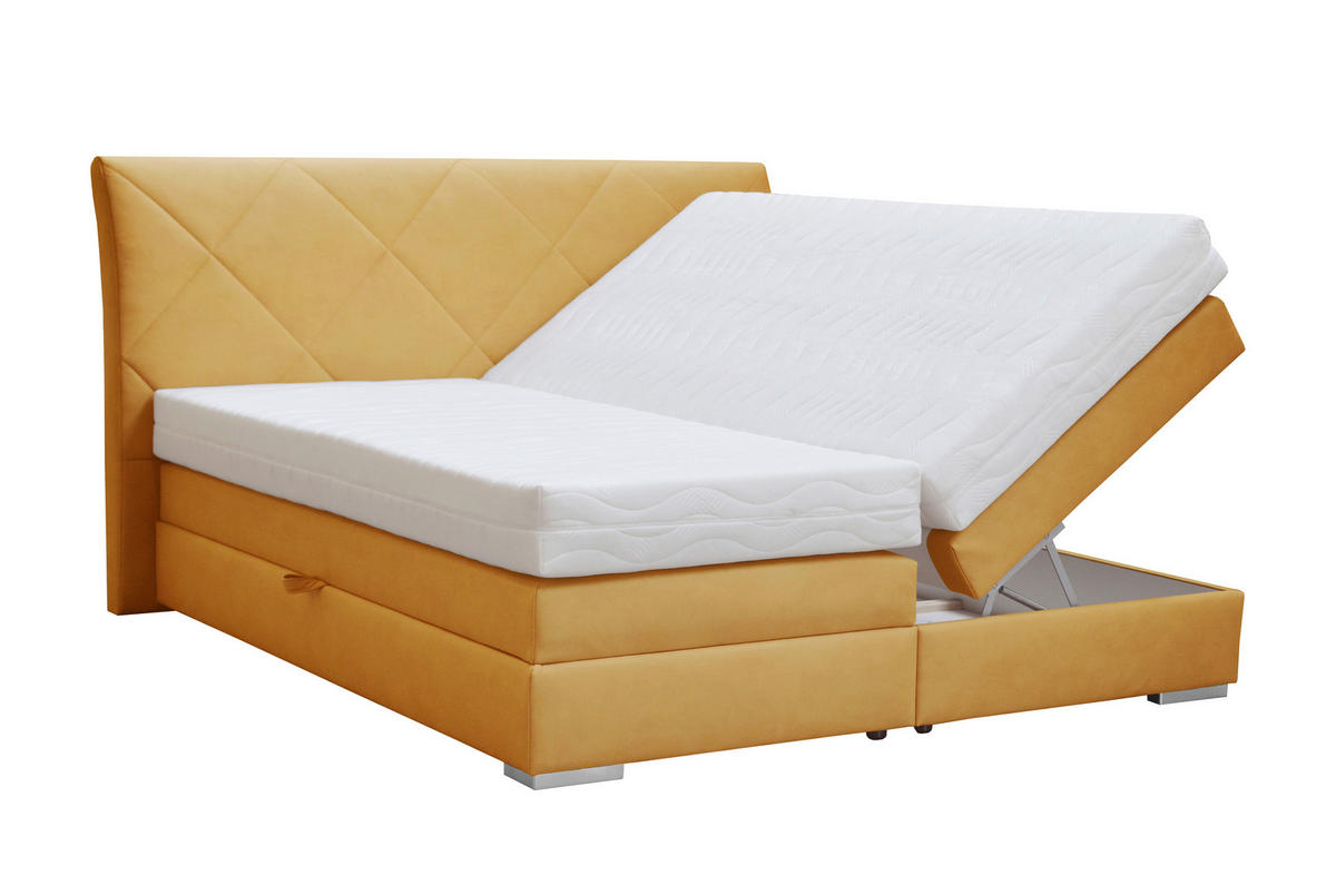 BOXSPRING-ÁGY 180/200 cm  sárga  - sárga/króm, Basics, textil (180/200cm) - Esposa