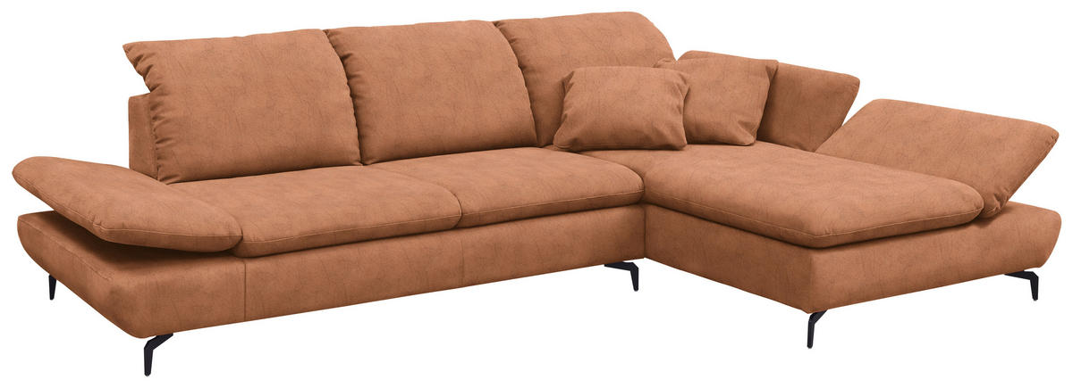 ECKSOFA in Flachgewebe Bronzefarben  - Schwarz/Bronzefarben, Design, Textil/Metall (315/200cm) - Chilliano
