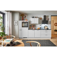 KÜCHENBLOCK PN 80 280 cm  in Eichefarben, Hellgrau  - Edelstahlfarben/Eichefarben, Design, Holzwerkstoff/Metall (280cm) - Pino