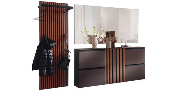 GARDEROBE 3-teilig in 250/200/30 cm - Nussbaumfarben/Braun, Design, Holz/Holzwerkstoff (250/200/30cm) - Moderano