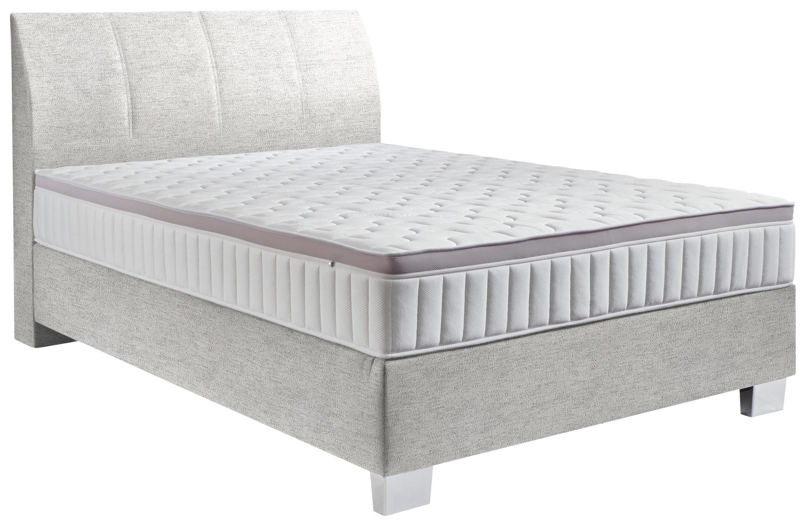 BOXSPRINGBETT 140/200 cm  in Hellgrau  - Chromfarben/Hellgrau, KONVENTIONELL, Kunststoff/Textil (140/200cm) - Hom`in