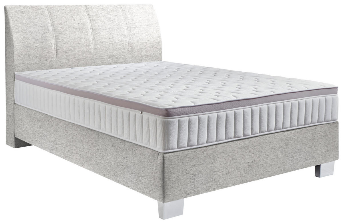 BOXSPRINGBETT 140/200 cm  in Hellgrau  - Chromfarben/Hellgrau, Konventionell, Kunststoff/Textil (140/200cm) - Hom`in