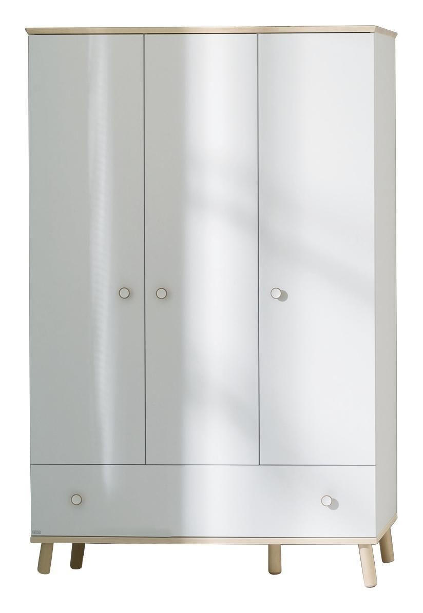KLEIDERSCHRANK 3-türig Weiß, Birkefarben - Birkefarben/Weiß, Design, Holz/Holzwerkstoff (125,1/198,7/56,3cm) - Paidi