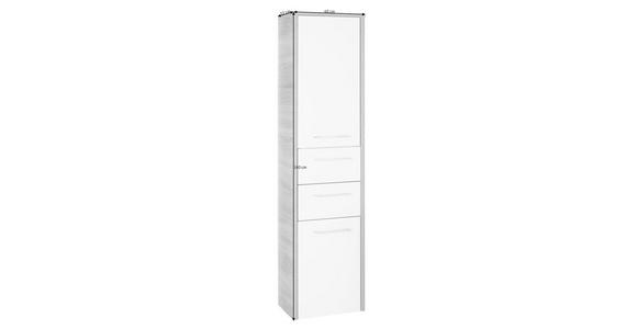 HOCHSCHRANK 40/160/33 cm  - Chromfarben/Weiß Hochglanz, Design, Glas/Holzwerkstoff (40/160/33cm) - Xora