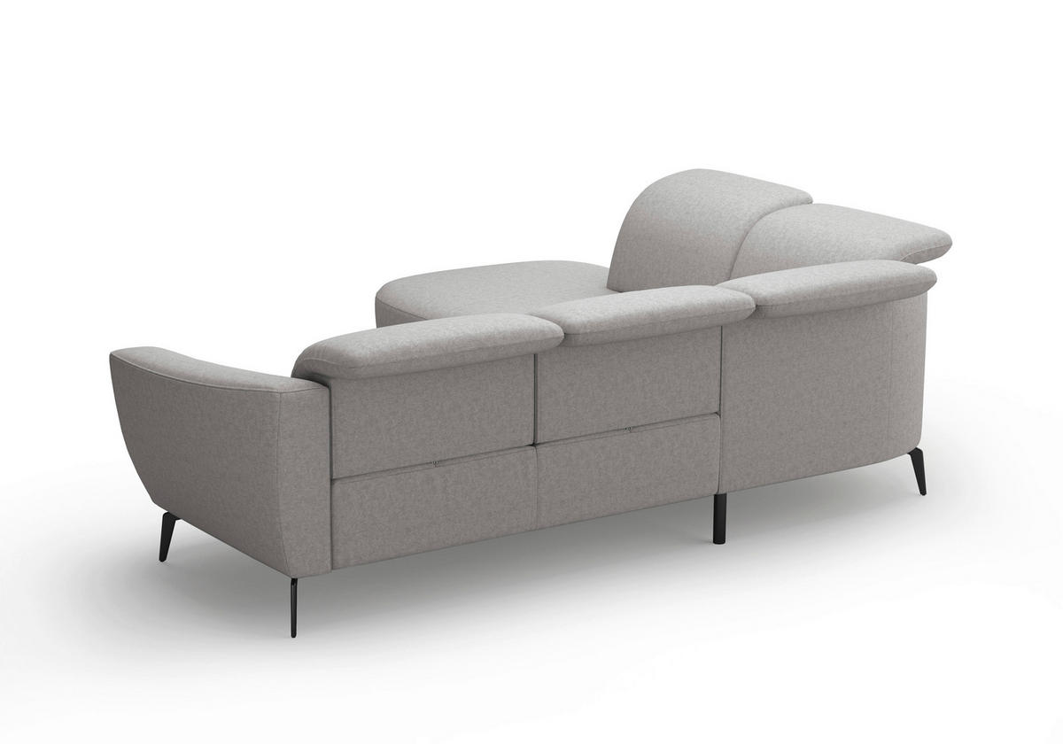 ECKSOFA in Flachgewebe Hellgrau  267/300 cm  - Hellgrau/Schwarz, KONVENTIONELL, Textil/Metall (267/300cm) - Sit & More