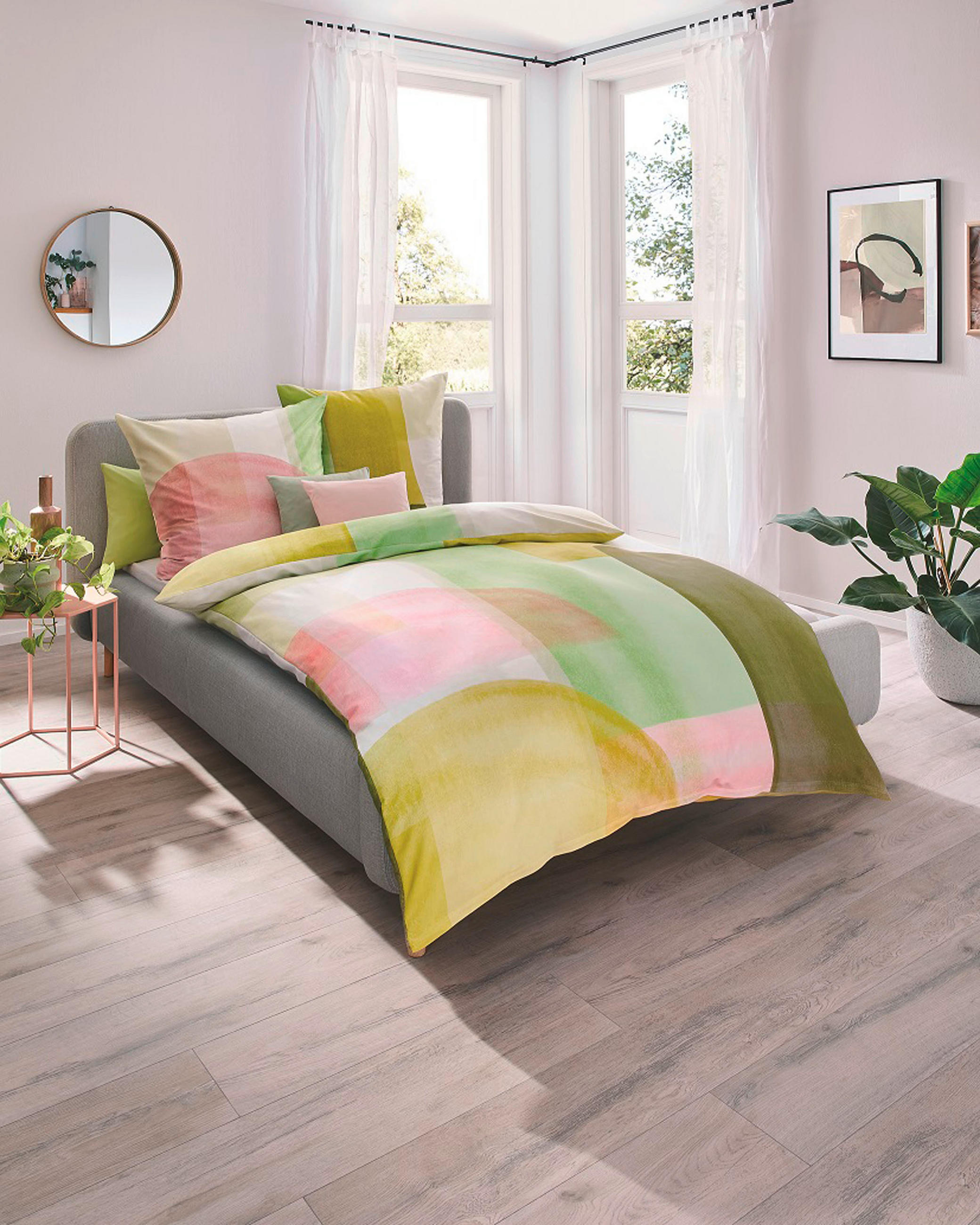 BETTWÄSCHE Jahreskollektion Makosatin 140/200 cm  - Limette, Design, Textil (140/200cm) - Kaeppel