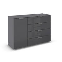 KOMMODE  in 120/81/42 cm  - Chromfarben/Dunkelgrau, Design, Glas/Holzwerkstoff (120/81/42cm) - Carryhome