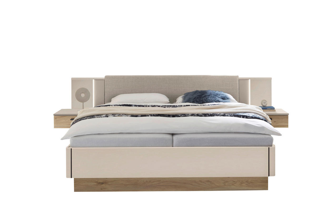 SET KREVETA I NOĆNIH ORMARIĆA   180/200 cm   boje hrasta, kašmir  - kašmir/boje hrasta, Moderno, drvni materijal (180/200cm) - Hom`in